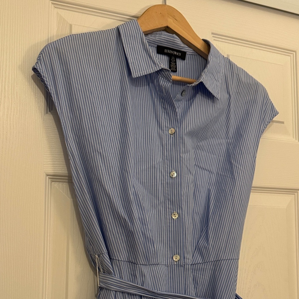 Ellen Tracy Striped Shirt Dress